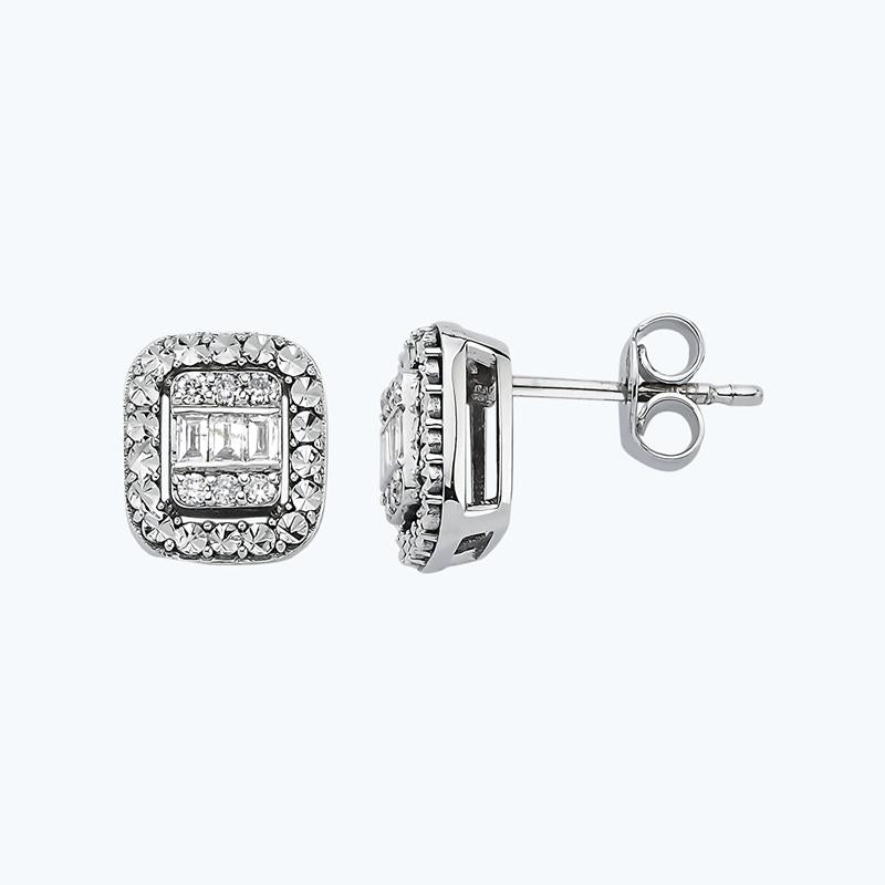 Boucles d'Oreilles Diamant Baguette