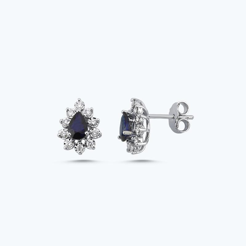 Boucles d'Oreilles Diamant Saphir