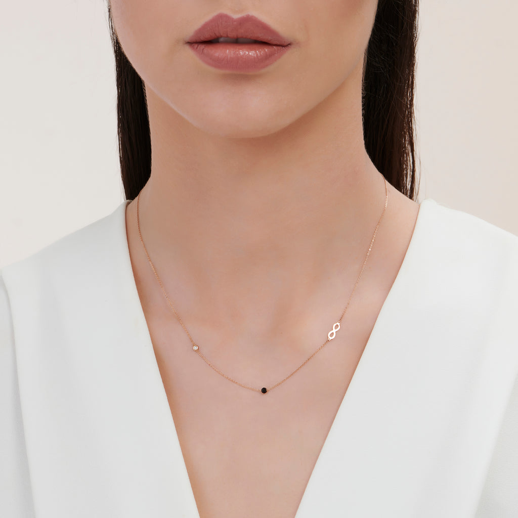 Unendlichkeit Diamantkette mit Spinell Steine