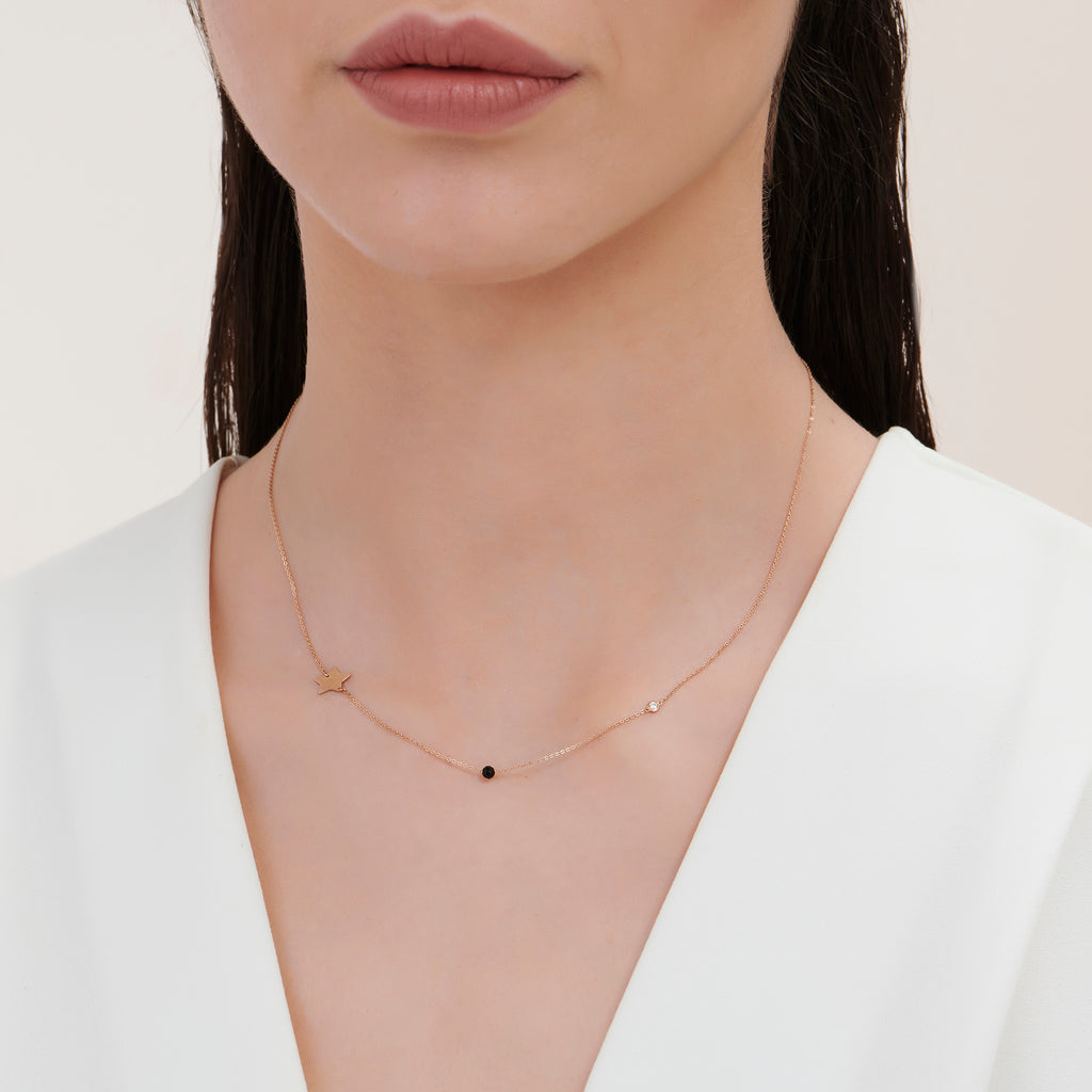 Stern Diamantkette mit Spinell Stein