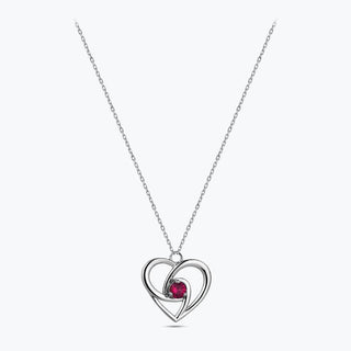 Heart Gold Necklace with red Stone