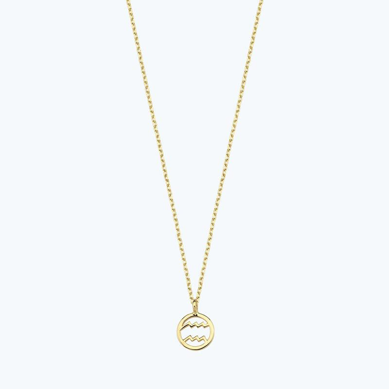 Zodiac Sign Gold Necklace Aquarius