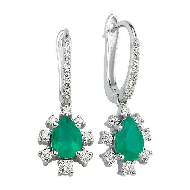 Boucles d'Oreilles Diamant Émeraude