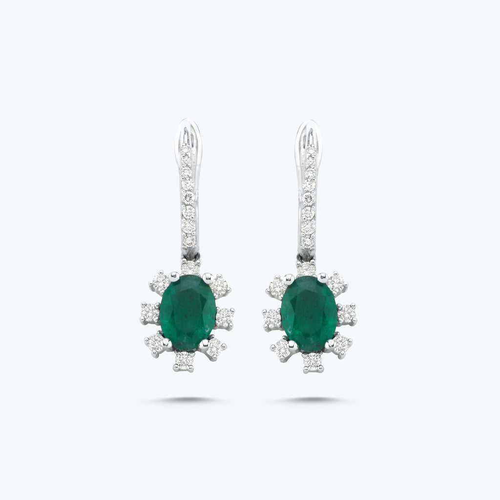 Boucles d'Oreilles Diamant Émeraude
