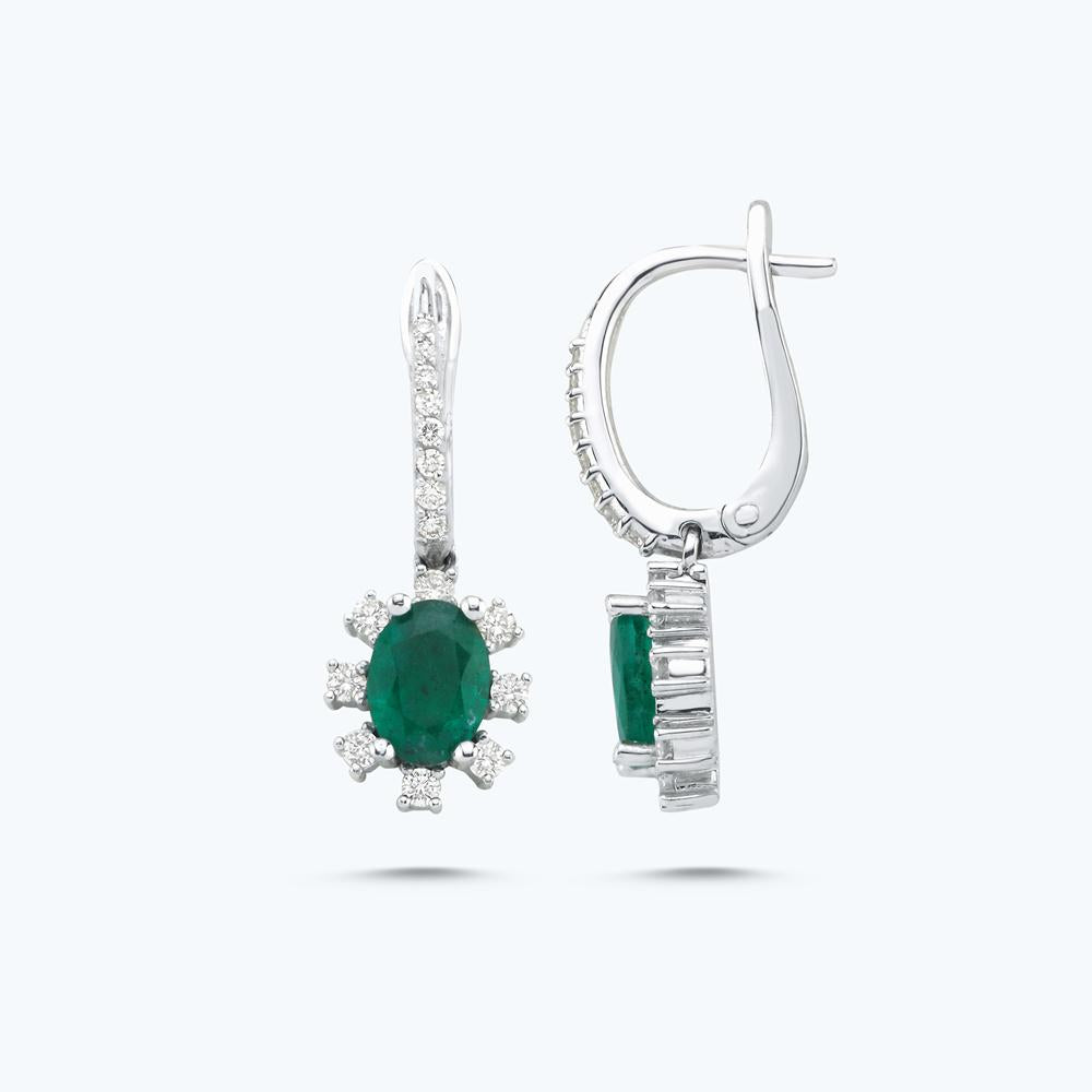 Boucles d'Oreilles Diamant Émeraude