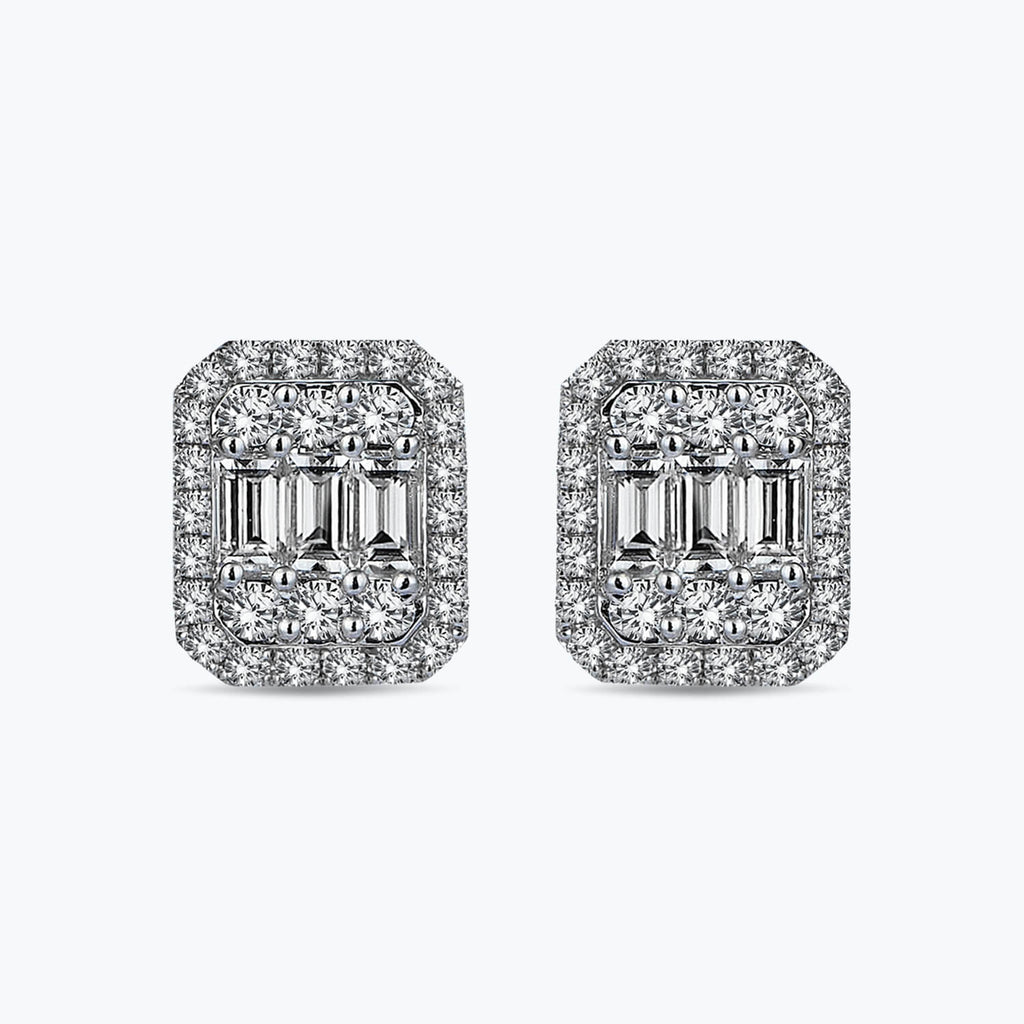 Boucles d'Oreilles Diamant Baguette