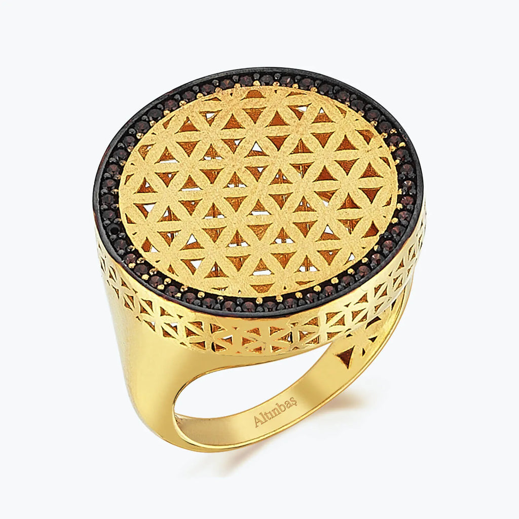 22K Flower of Life Gold Ring