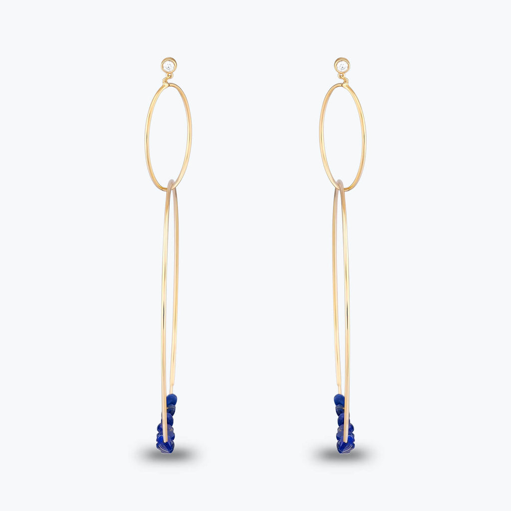 Marin Lapis Stone Hoop Gold Earrings