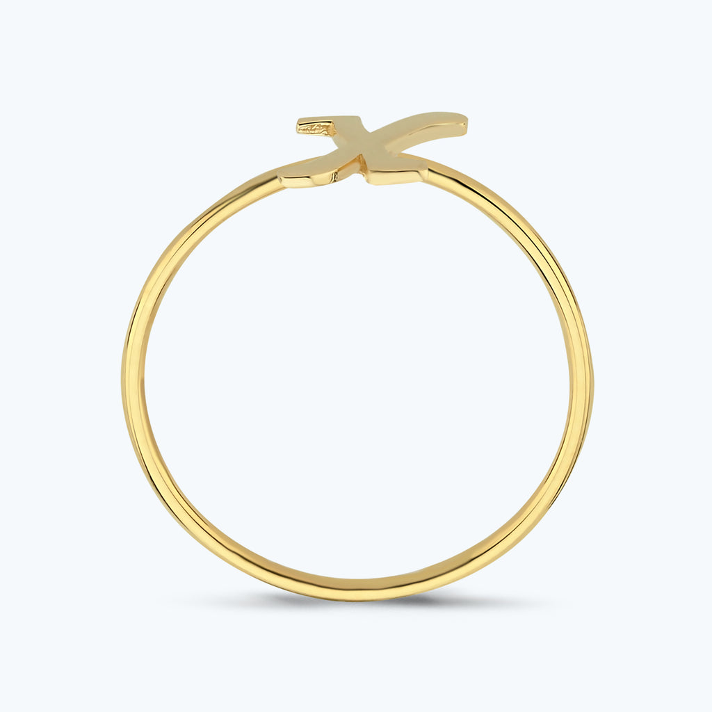 Letter X Gold Ring