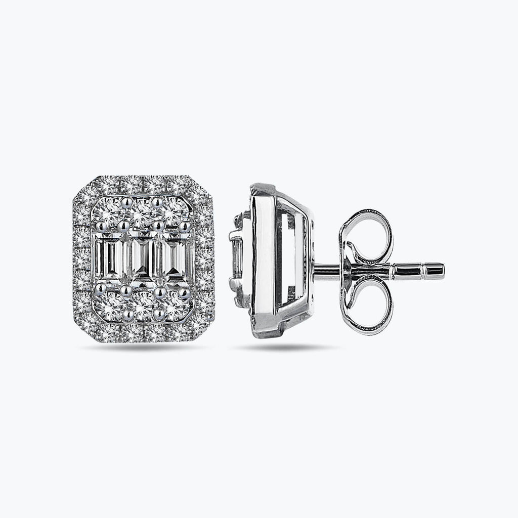 Boucles d'Oreilles Diamant Baguette